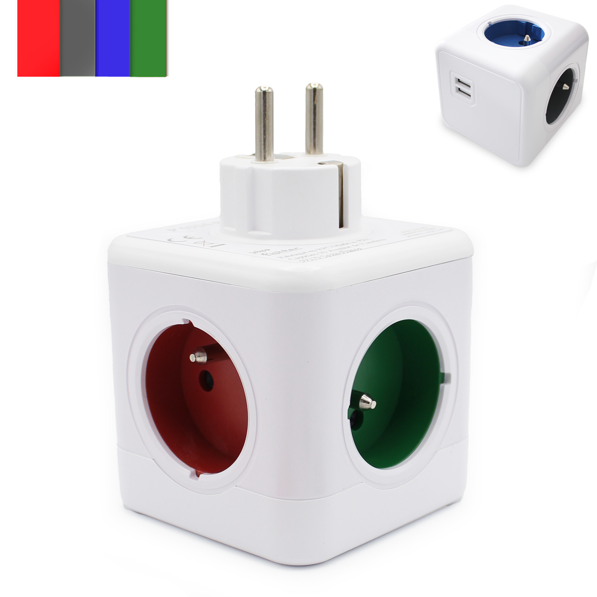 Cube multiprise & USB "Color"