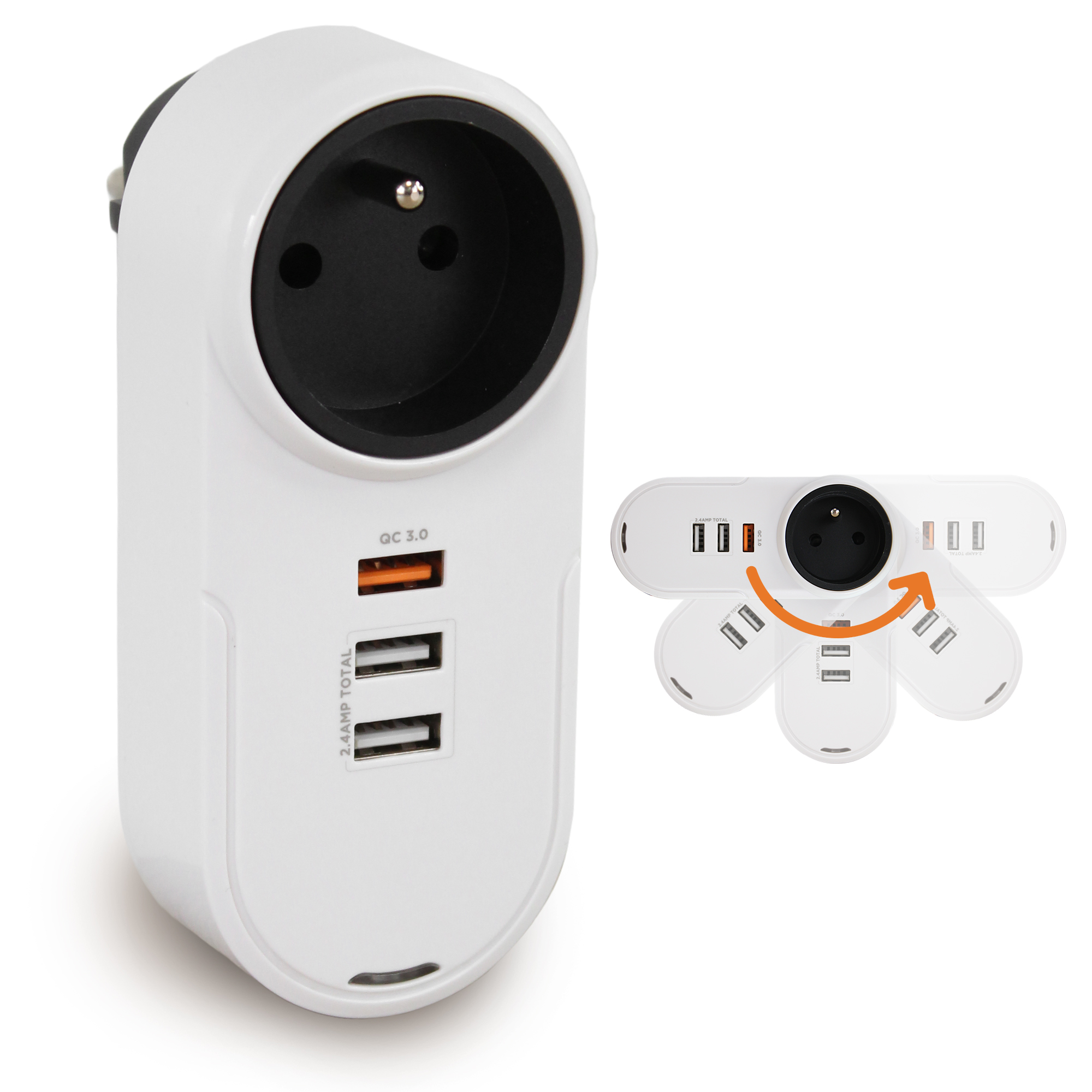 Chargeur mural USB 180°
